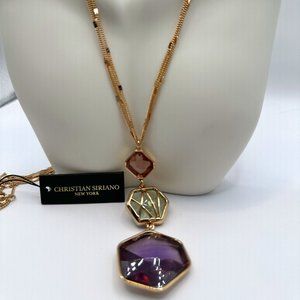 Christian Siriano NWT Long Gold-Tone Triple Pendant Necklace